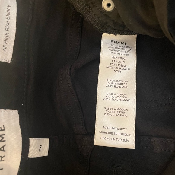 Frame skinny high rise black denim jean (sz 24) - Picture 4 of 4